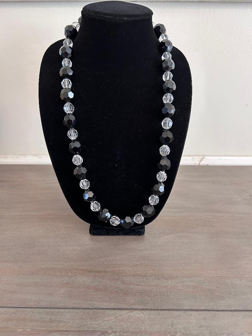 Necklace Black Clear Chunky Long Statement Oversized Beaded Glam Chic Y2K 2000s