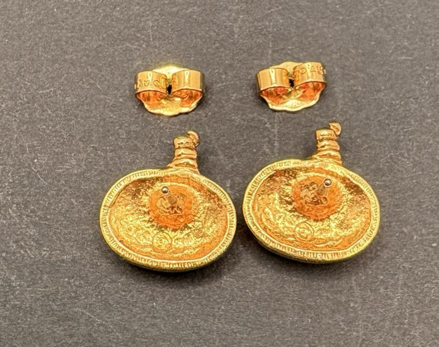 Vintage Avon Precious Pumpkin Pierced Earrings Orange Crystals Gold Tone Dainty