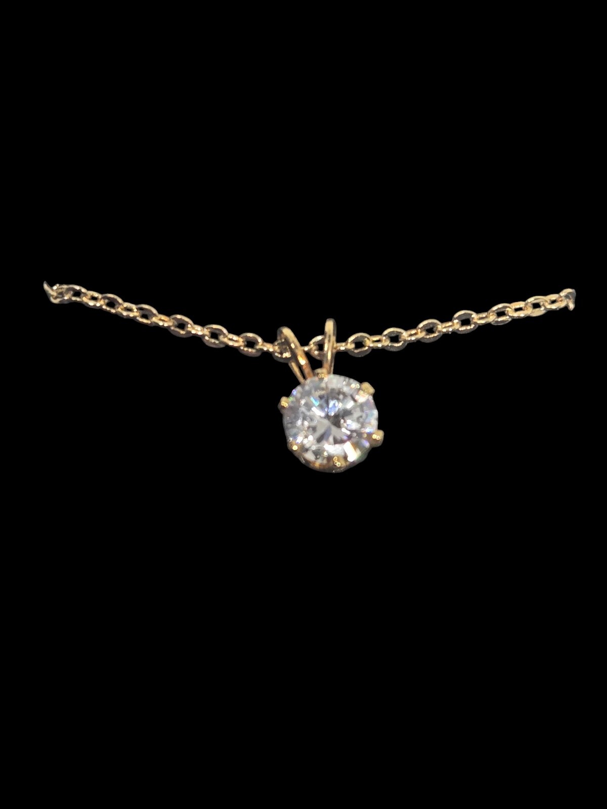 Vintage Lindenwold Fine Jewelers 18″ Gold Tone Cubic Zirconia Necklace Pendant