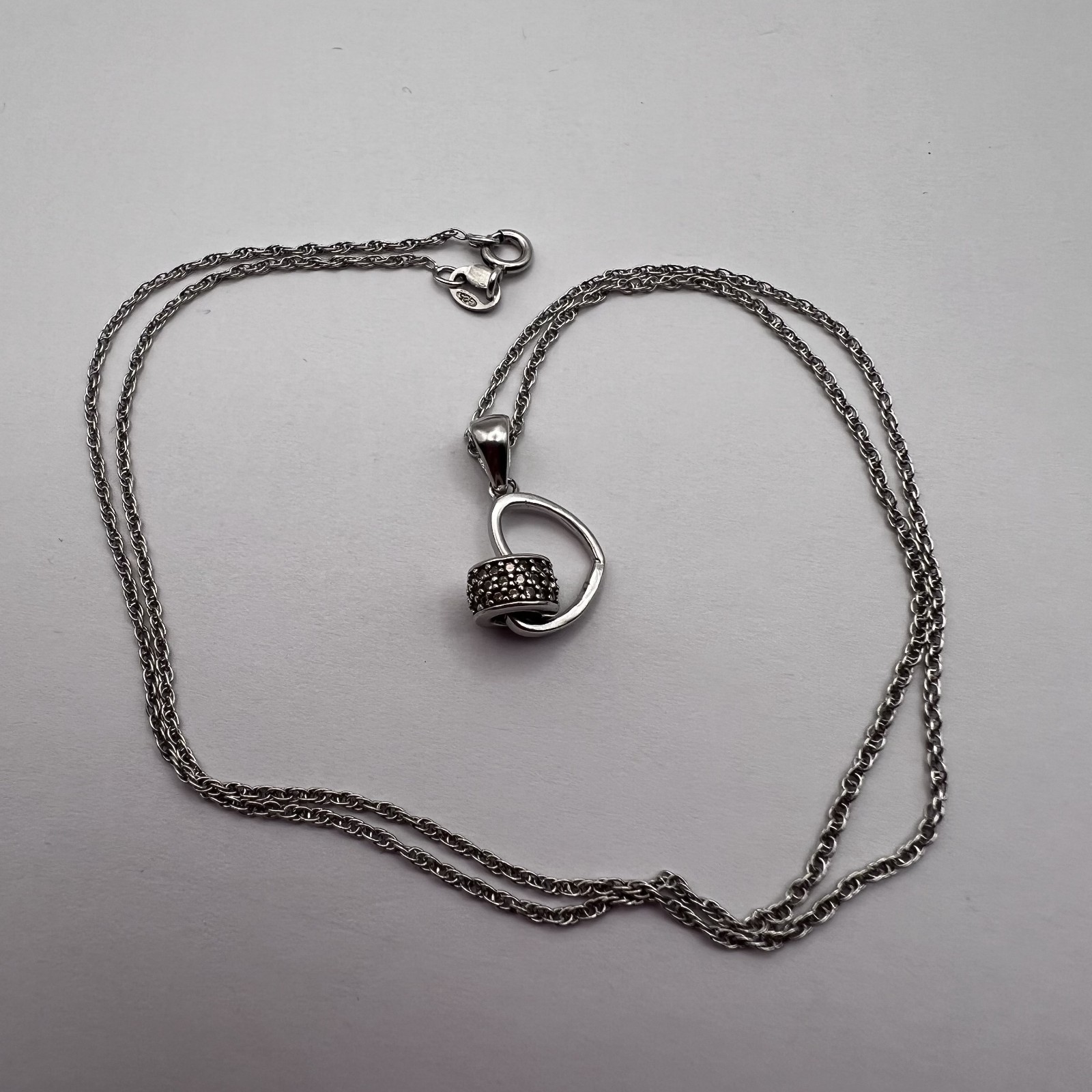 Vintage Sterling Silver 925 Heart Pendant Necklace Chain 45cm 3g Stamped Jewelry