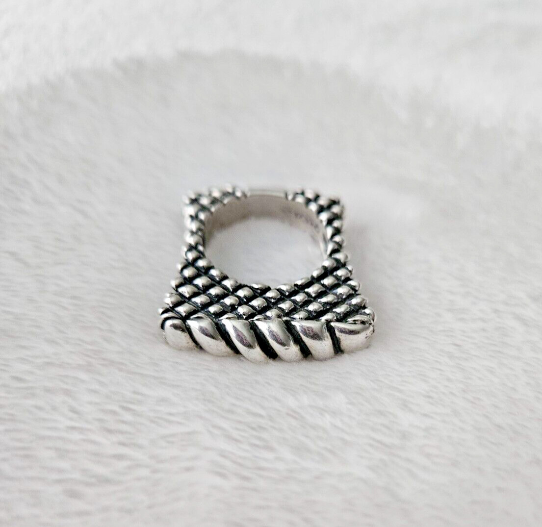 Vintage Dian Malouf Sterling Silver 925 Textured Twisted Rope Ring Size 7 PR