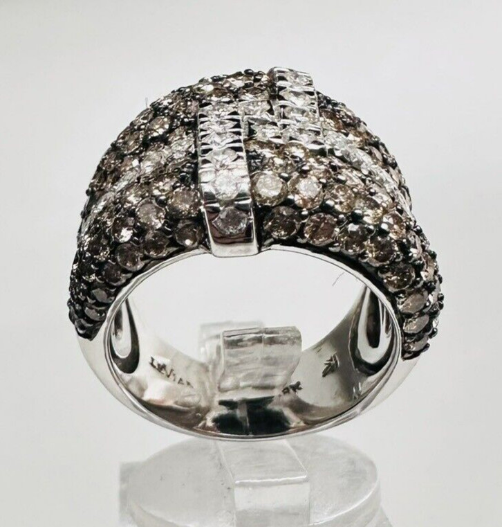 Vintage $10K Le Vian 18k White Gold 4.50cts Champagne & White Diamond Ring