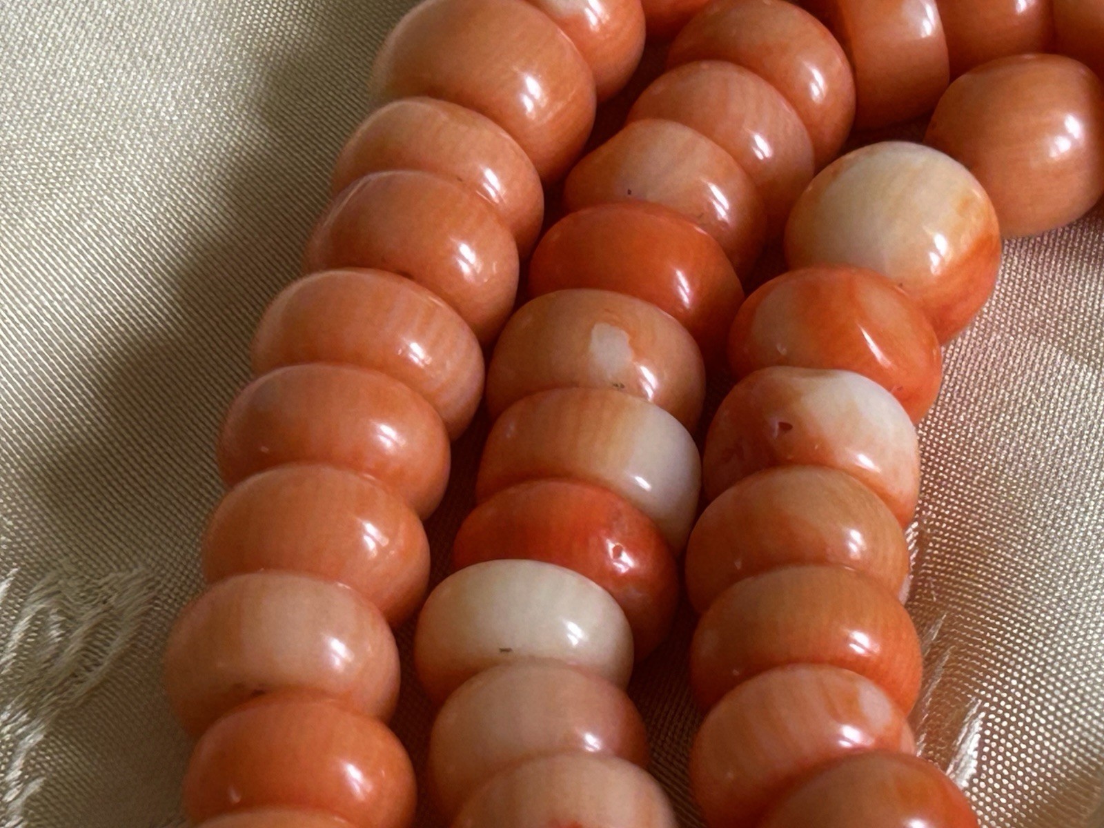 Vintage Natural Mediterranean Coral Necklace 113 Rondelle Beads 9-10mm 25”