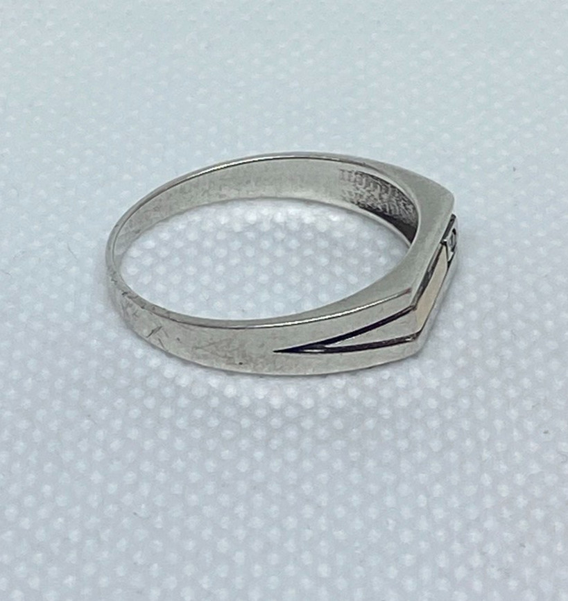Vintage men’s ring Silver 875.Gold 375. S 11.25.Weight 2.91g. Ukrainian jewelry.