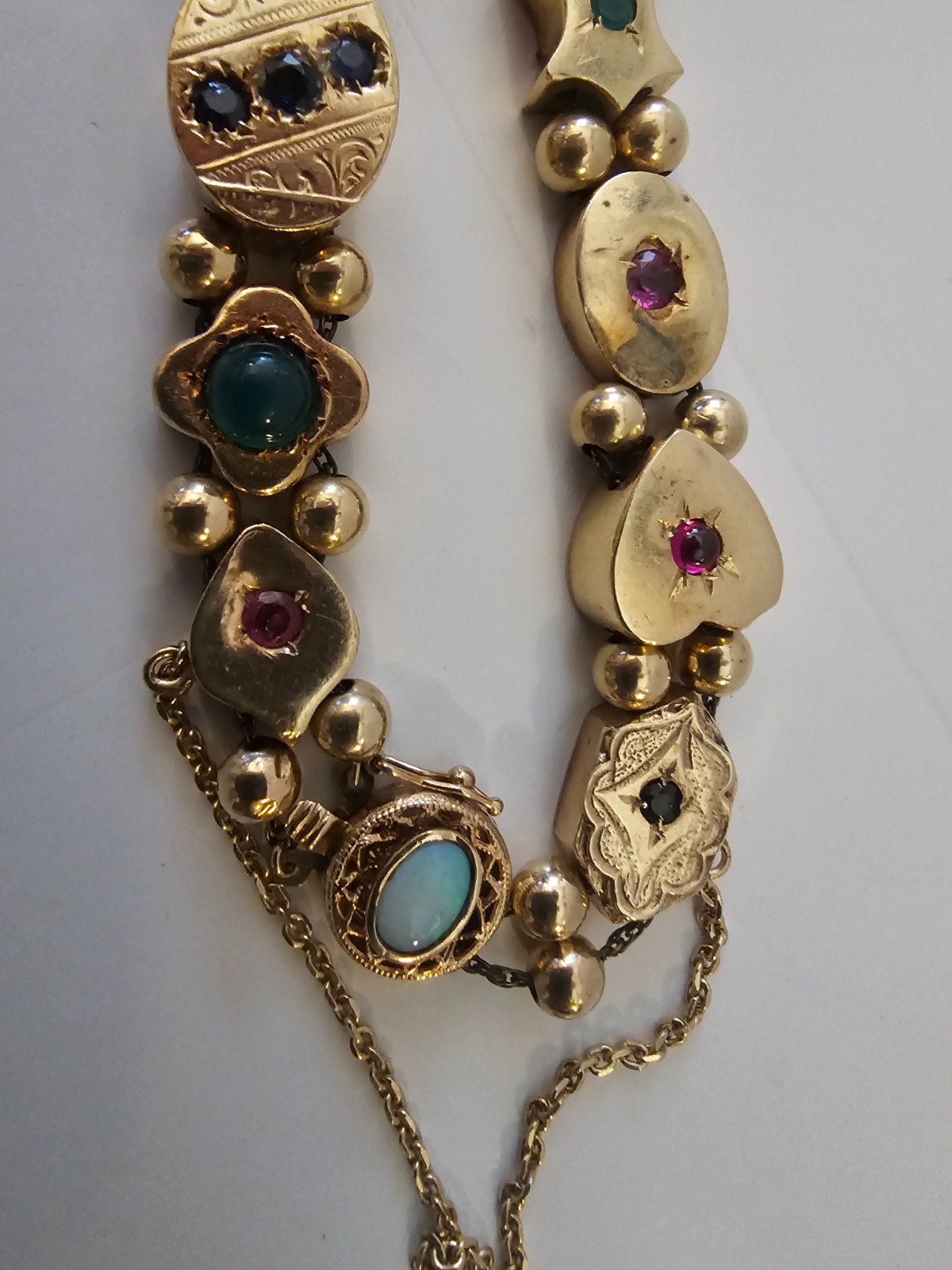 Antique Victorian 14K Gold Slide Bracelet 11 Charms 28g GIA Appraised