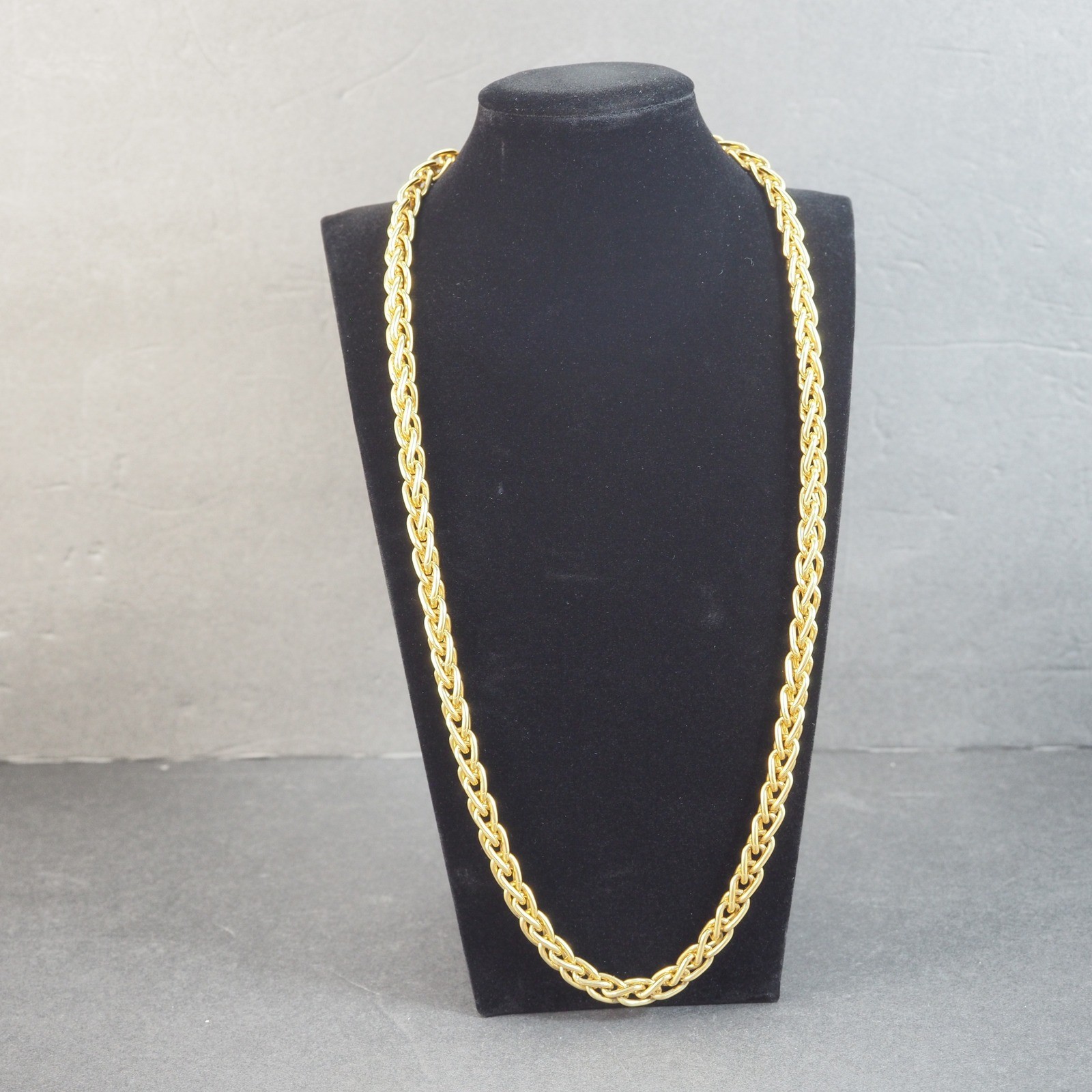 Monet Necklace Wheat Link Gold Tone 36″ Thick Chunky Braided Chain Heavy Vintage