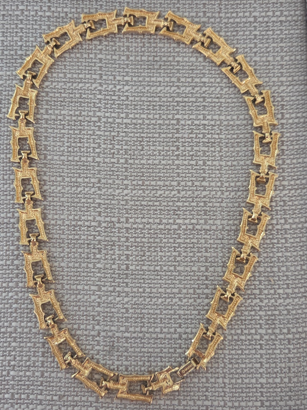 Vintage 60’s Gold-Tone Bamboo Collar Necklace Signed Monet