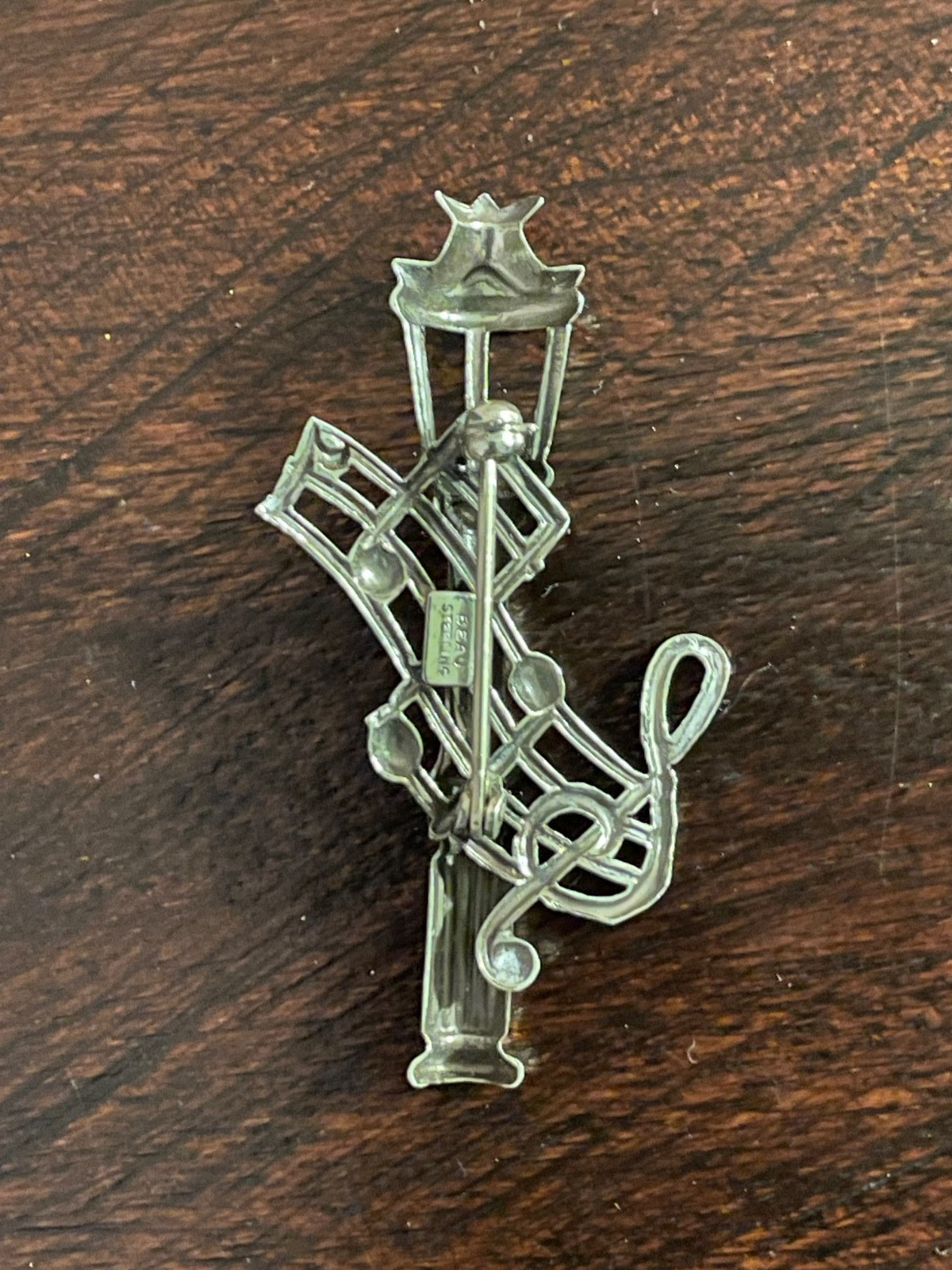 Vintage 1950’s Beau Sterling Lamp Post Intertwined w/Musical Notes Brooch