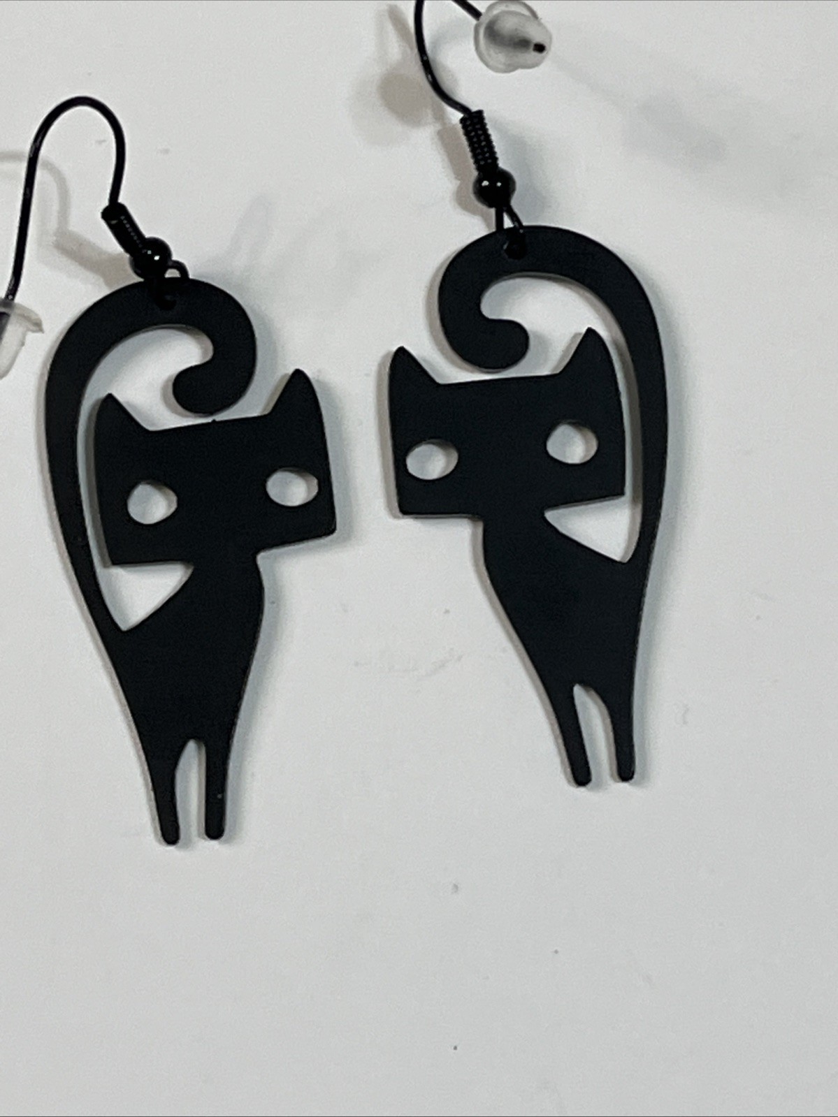 Cat Pierced Earrings Lot of 4 Kitty Black Cat Moon Flower Silvertone Halloween