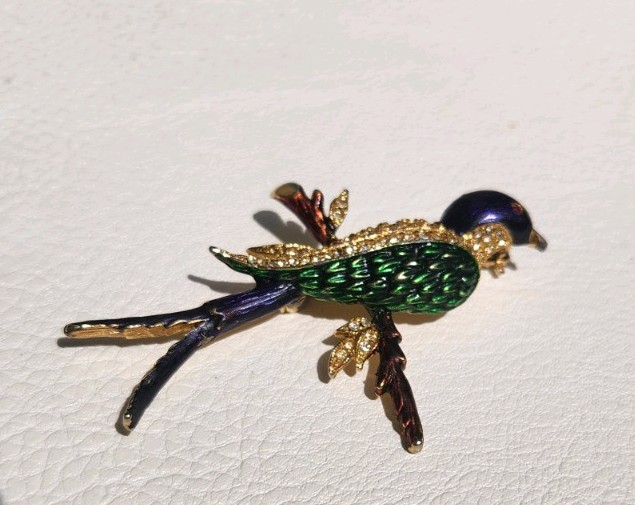 Vtg SPHINX Of England A2012- Swallowtail Bird Brooch 2 missing Rhinestones