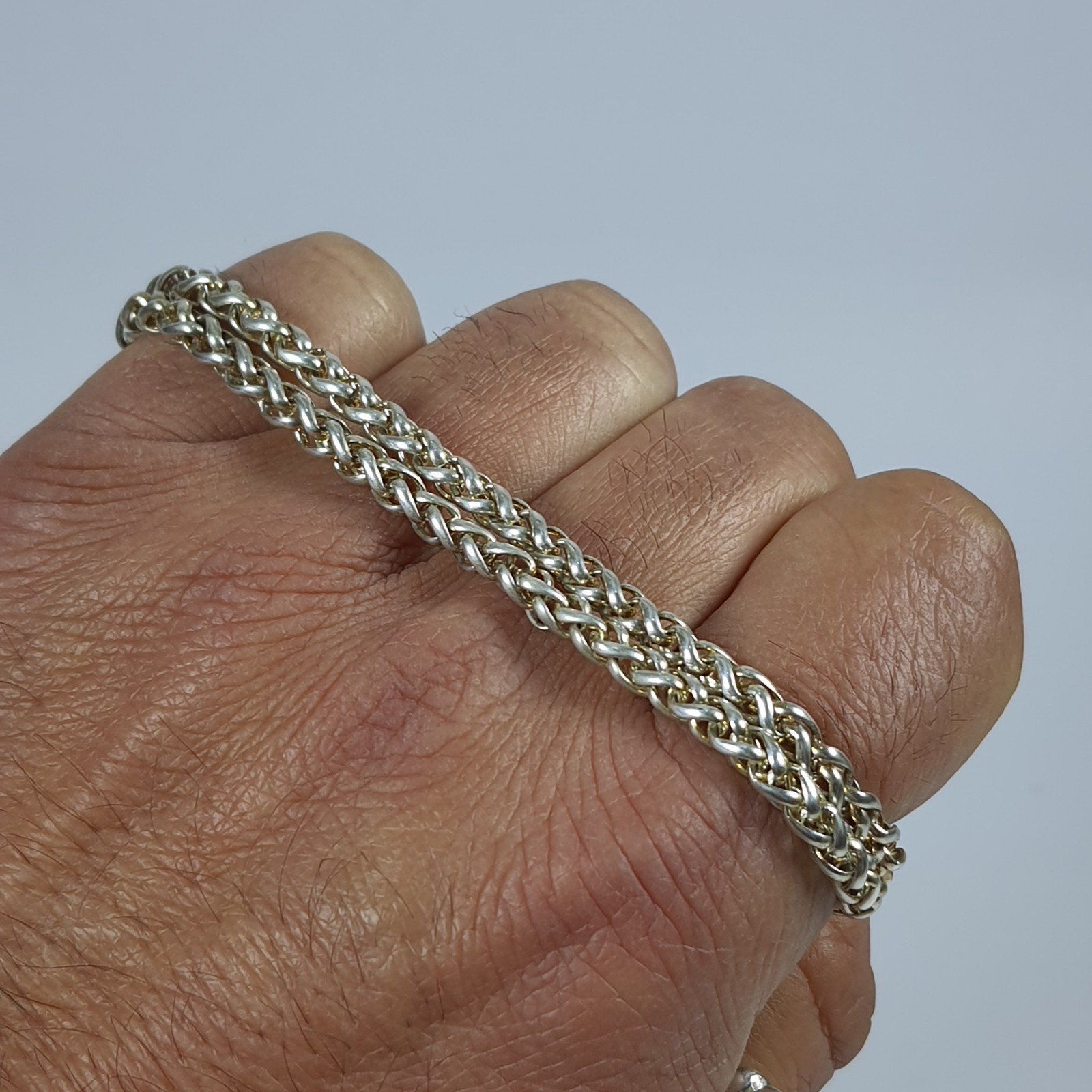 Vintage Spiga Wheat Chain Necklace Silver Tone Toggle Clasp 52cm Heavy Link