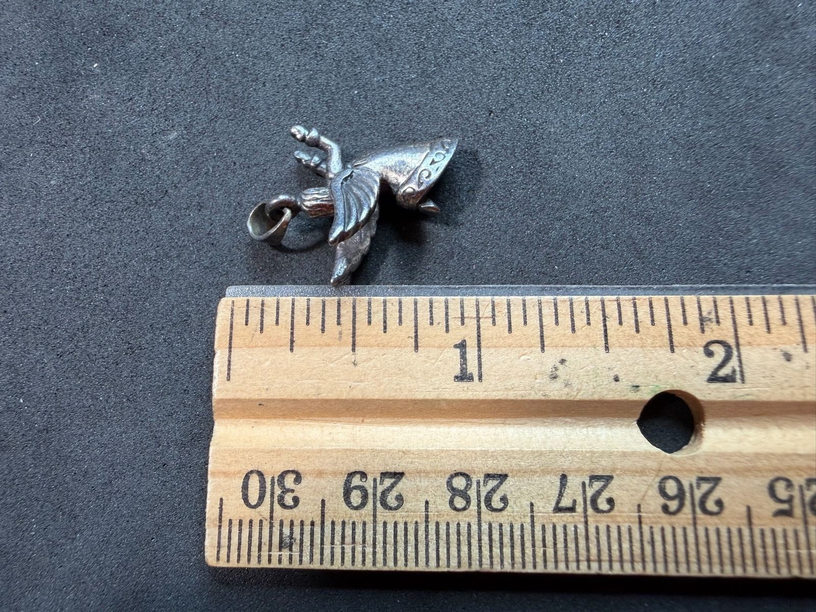 4.12g Vintage Sterling Silver 925 Angel Wing Guardian Pendant Engraved Robe M