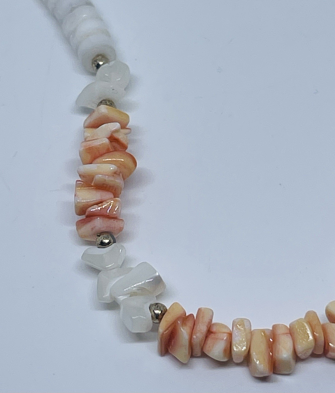 Y2K Dreamsicle Peach White Puka Shell Necklace Collectible Vintage Beachy Vibes