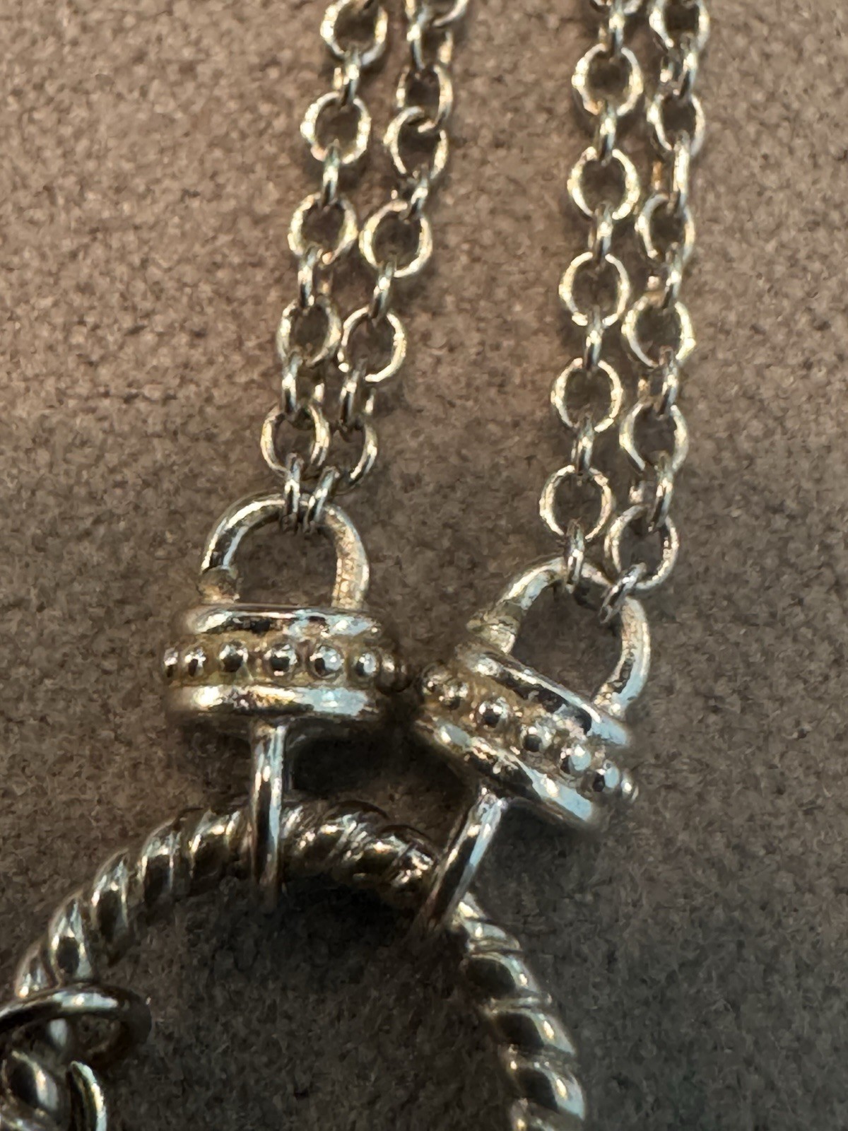 Sterling Silver Diamond Heart Charms & Double Strand Necklace DBJ