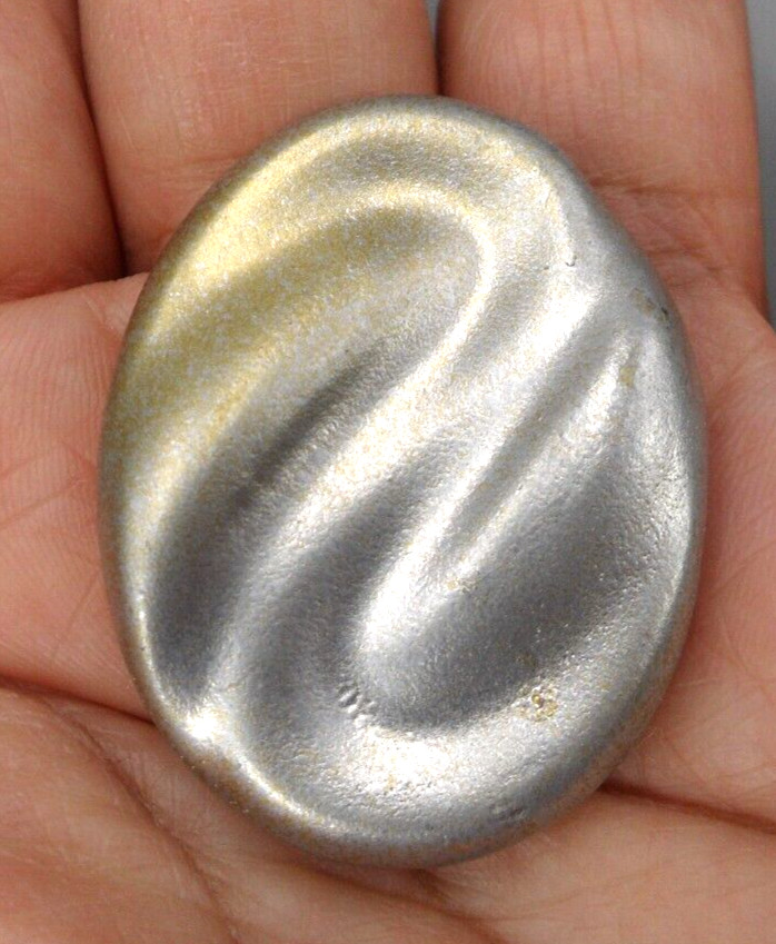 Vintage Scarf Clip Abstract Art Wavy Oval 2 Tone Gradient Gold Silver 1.5″
