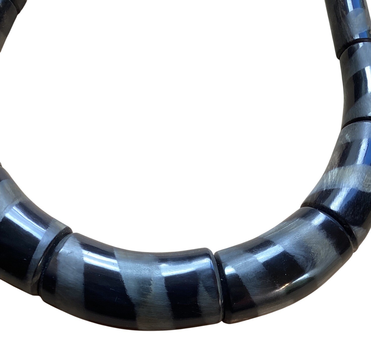 Vintage Chunky Wood and Lucite Collar Necklace in Black 1970s or Older