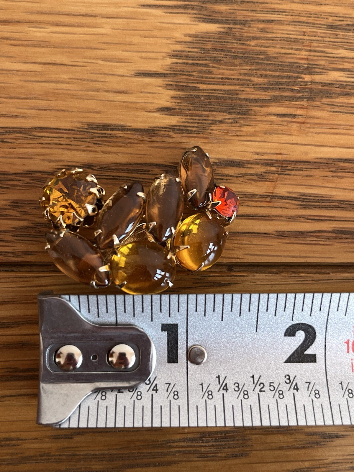 Vintage Rhinestone Earrings Brown Fall Colors Cupcake Setting Open Back