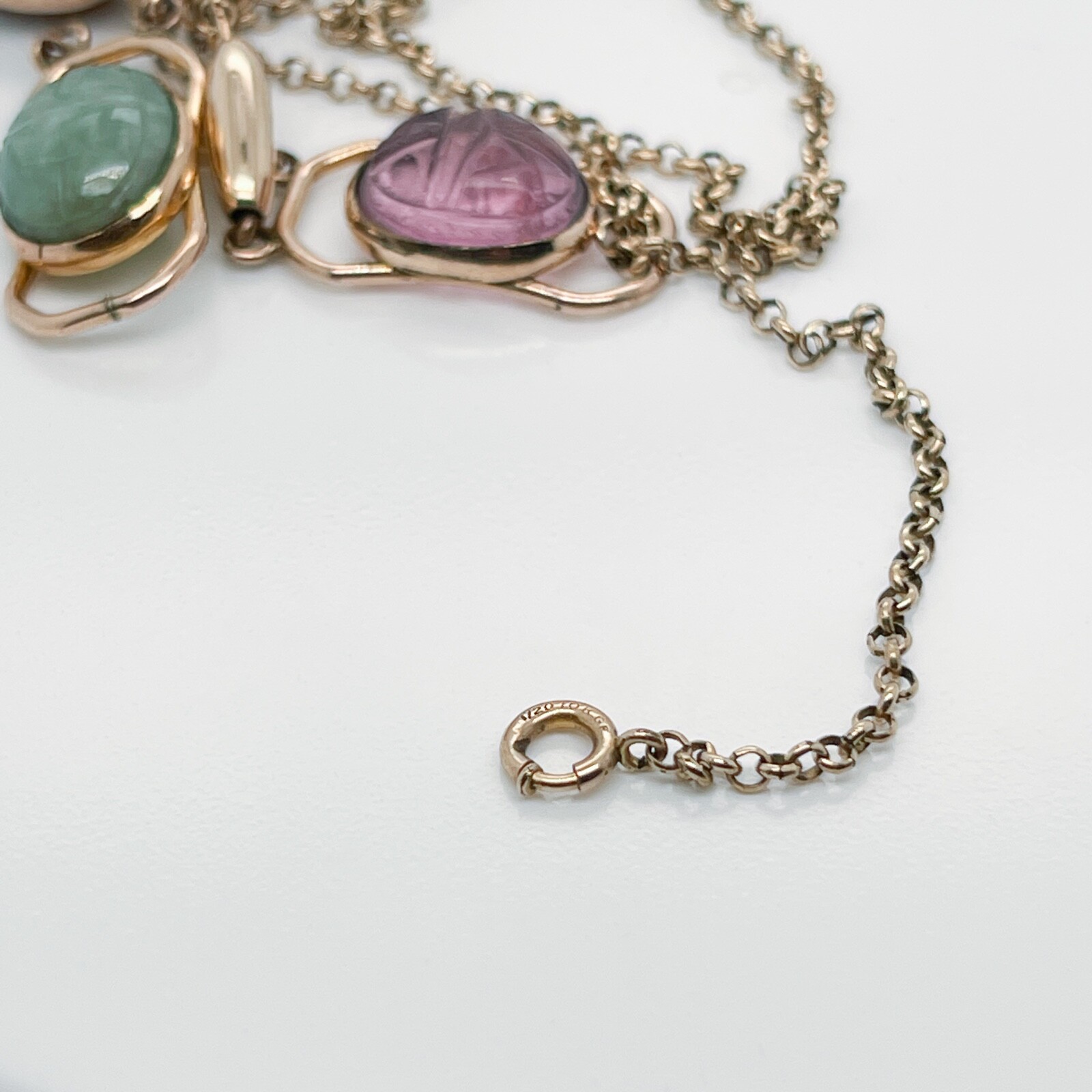 Vintage Estate Gold Filled & Multi-Gemstone Scarab Necklace – VR .