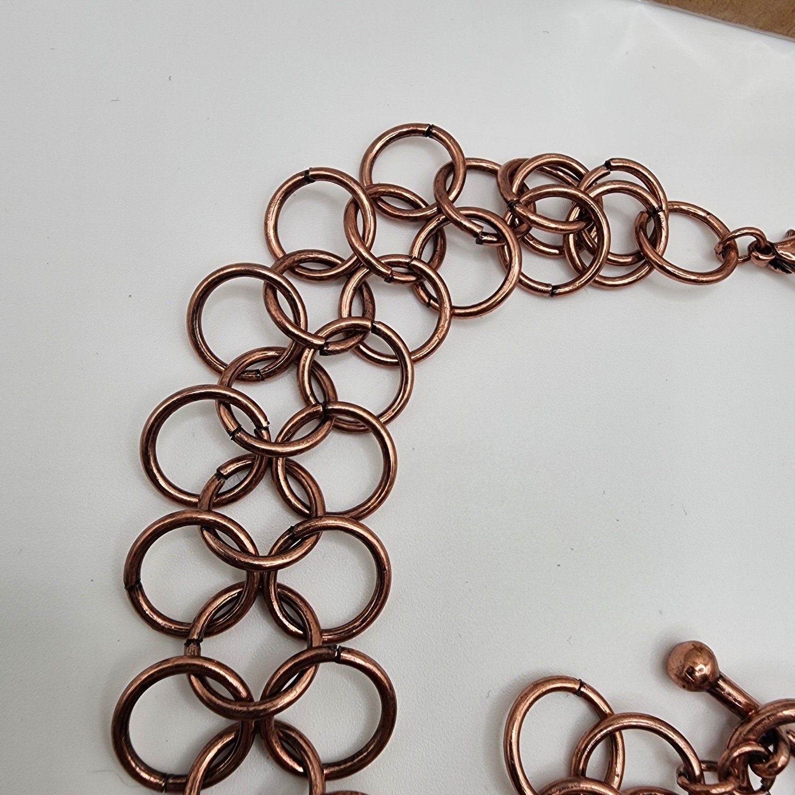 Set Of 3 Vintage Interlocking Circles Gold Copper Tone Necklace/Bracelet/Earring