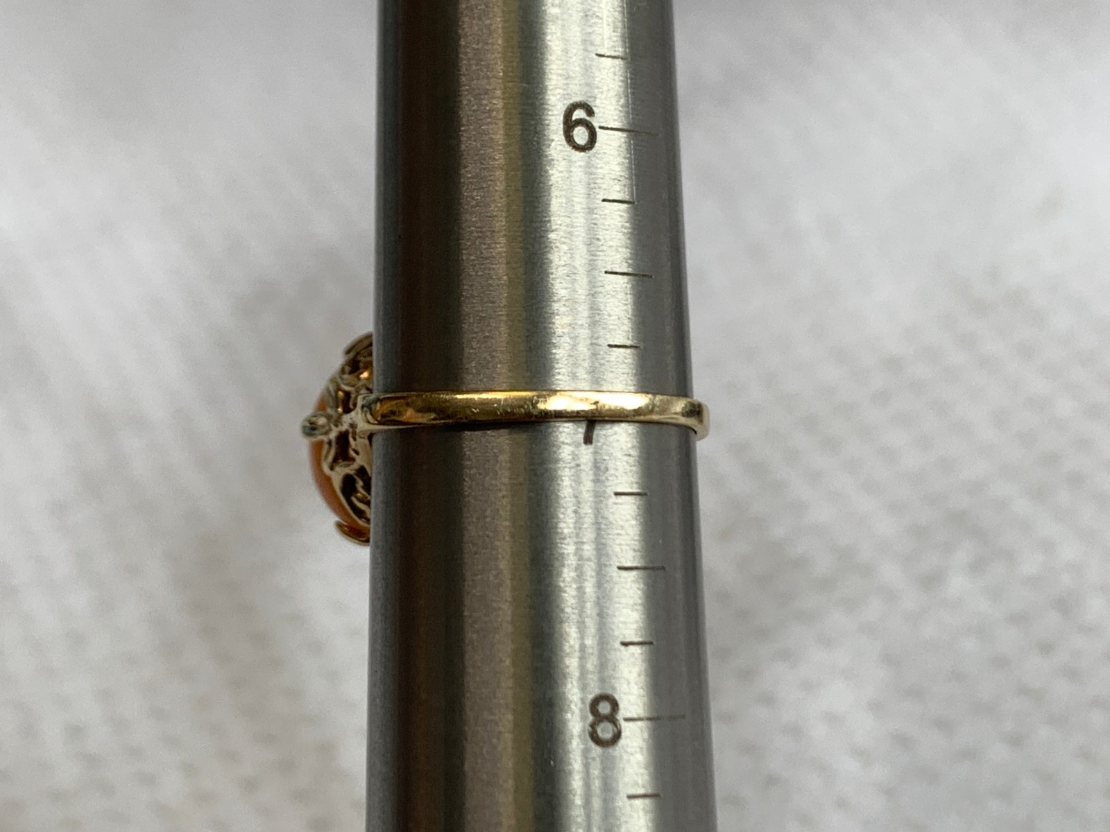 Vtg 10K Yellow Gold Ring 2.82g Fine Jewelry Size 7 Band Peach Color Stone *READ*