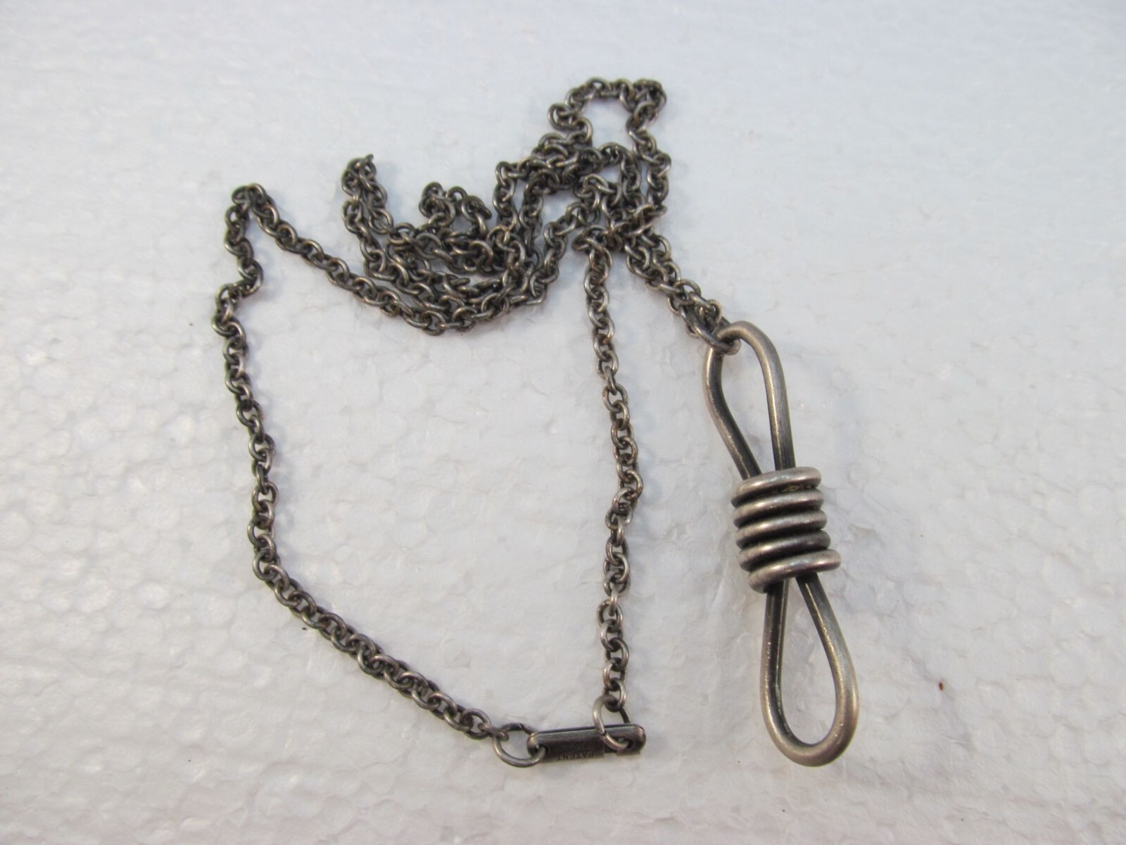Unisex Vintage Pewter Knotted Rope Pendant Necklace
