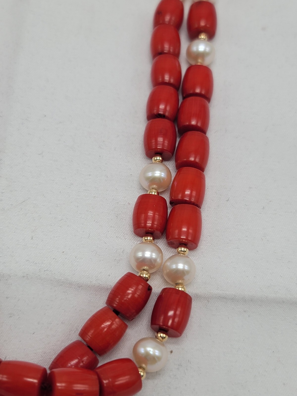 14K GSJ Necklace Pearl Red Coral Extra Long 49 Inches New In Box HSN JEWELRY