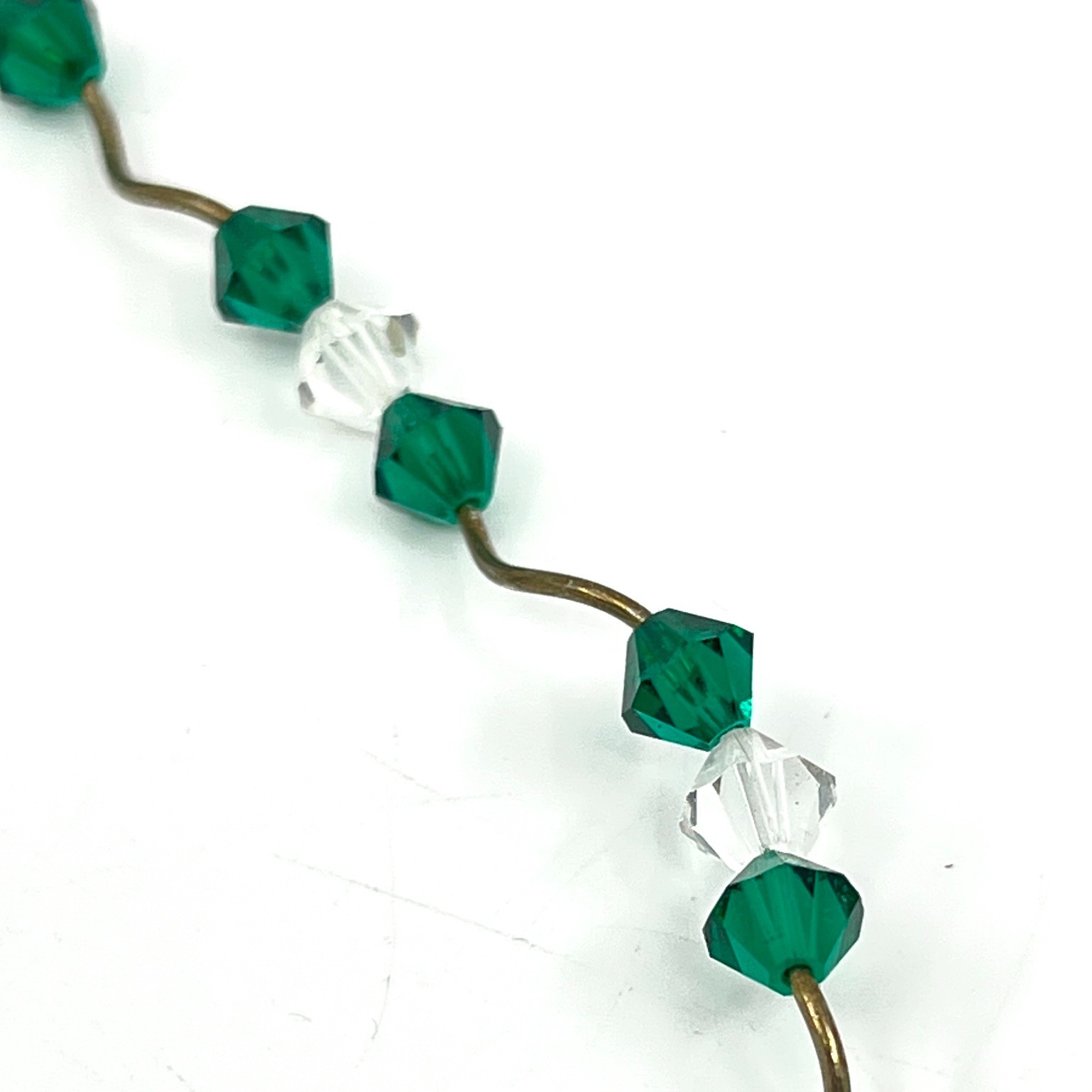 Vintage Classic Green & Iridescent Crystal Angel Pendant Necklace Toggle Clasp