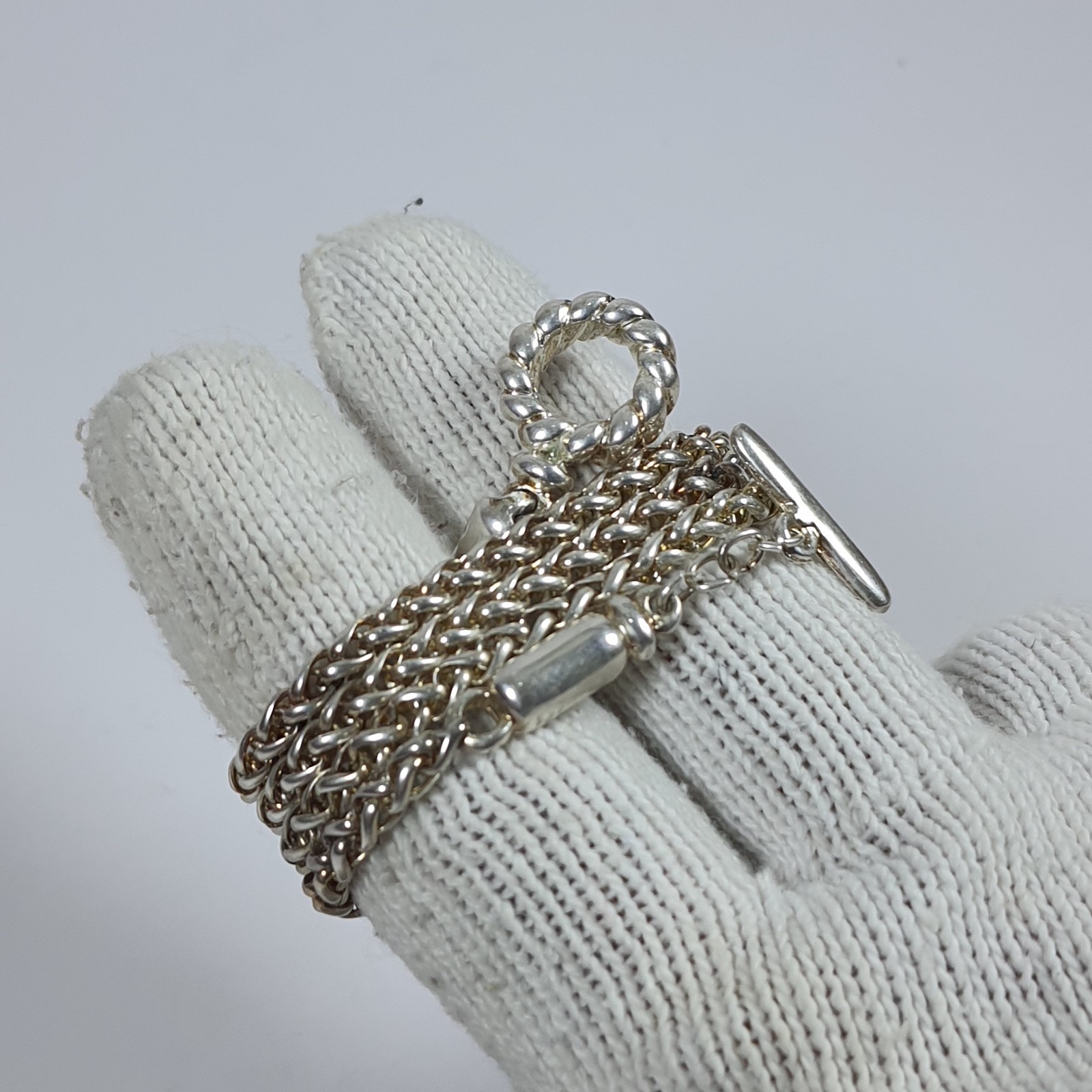 Vintage Spiga Wheat Chain Necklace Silver Tone Toggle Clasp 52cm Heavy Link