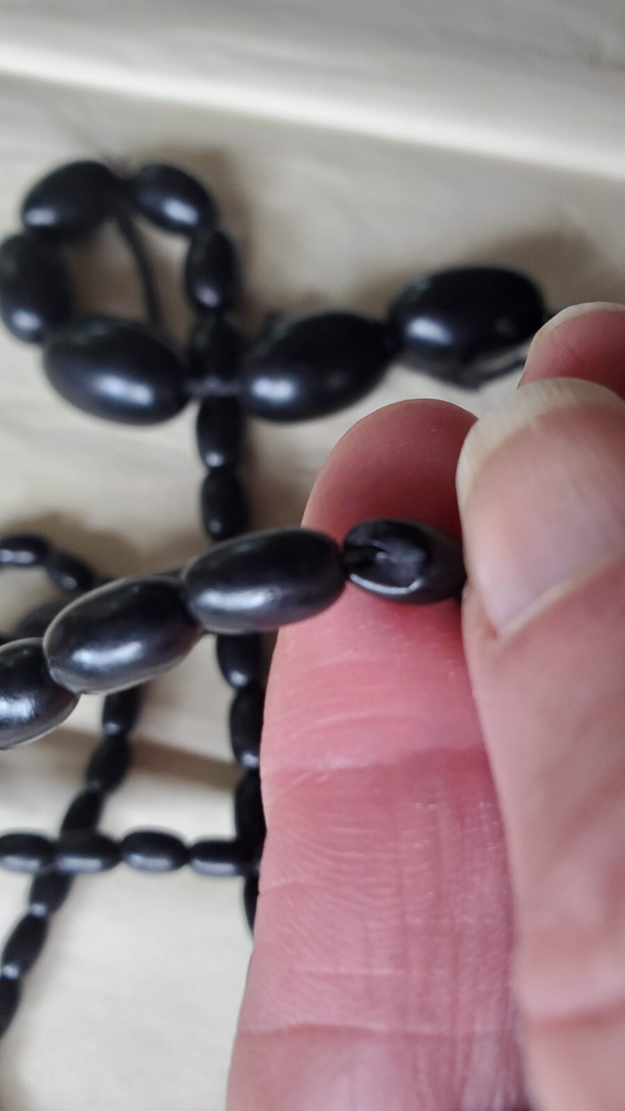 Antique very light olive beads necklace