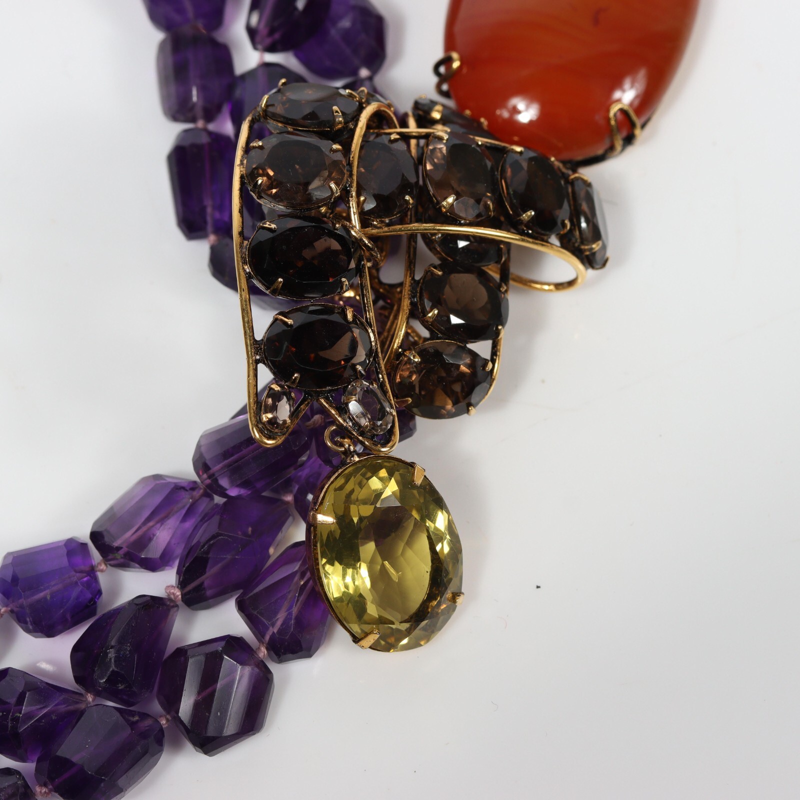 IRADJ MOINI Semi-Precious Multi-strand Amethyst, Agate and Smoky Quartz Necklace