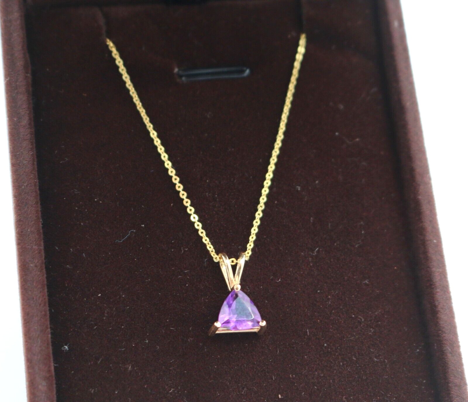 Clyde Duneier CID 14k Yellow Gold Trillion Cut Purple Amethyst Pendant Necklace