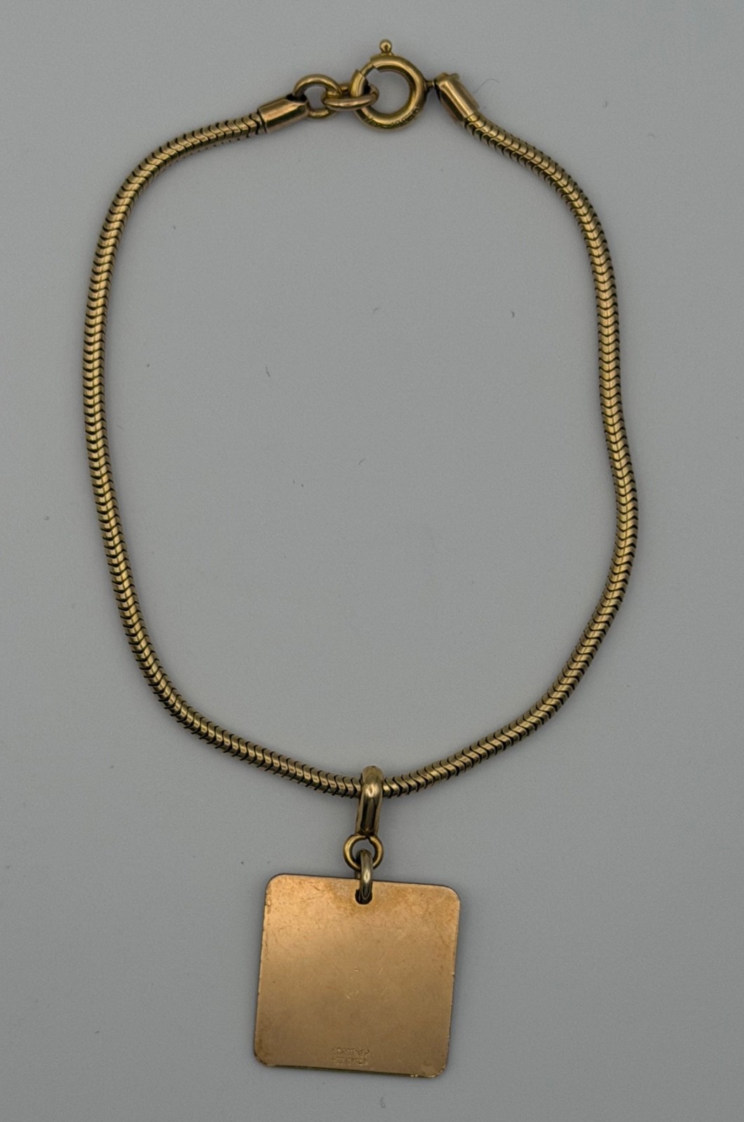 Vintage FORSTNER 1/20 12K GF Snake Chain 7″ Bracelet Engraved Bee 1971 Charm