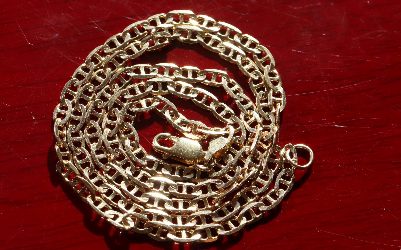 14k yellow gold necklace 19.5″ anchor / mariner link chain vintage 7.67gr N3502