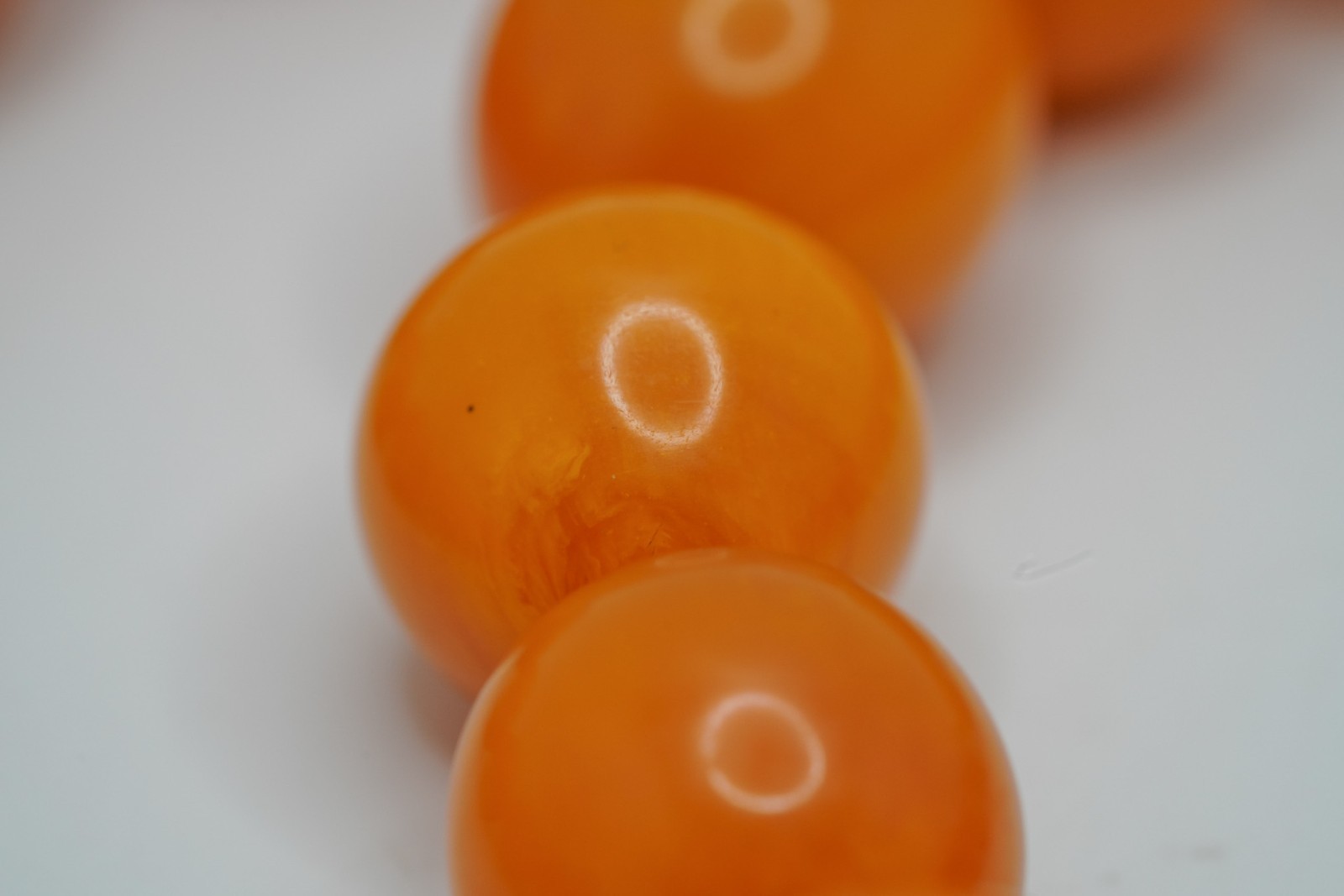 Vintage Long Egg Yolk Butterscotch Amber 45 Bead Necklace 39″ x 20mm 253g