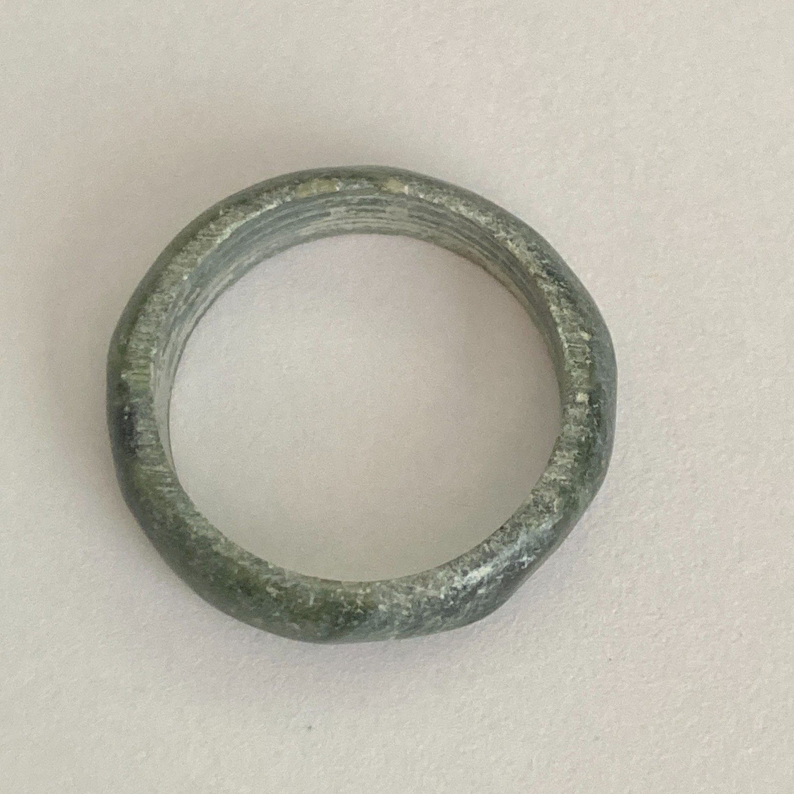 Vintage Natural Dark Green Jade Band Ring Size 9 Semiprecious Thick Stackable