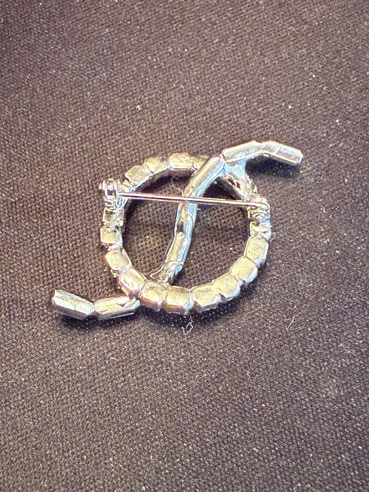 Vintage Clear Rhinestone Lapel Pin Brooch Simple Modernist Design Unisex