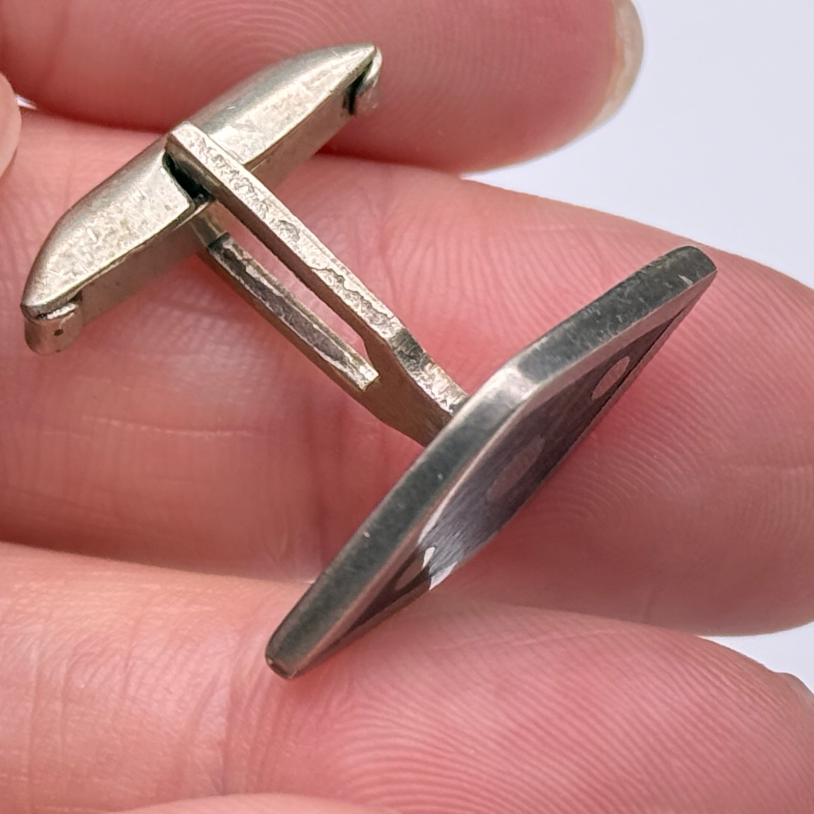 Vintage Wood Sterling Silver Taxco 980 Cufflinks