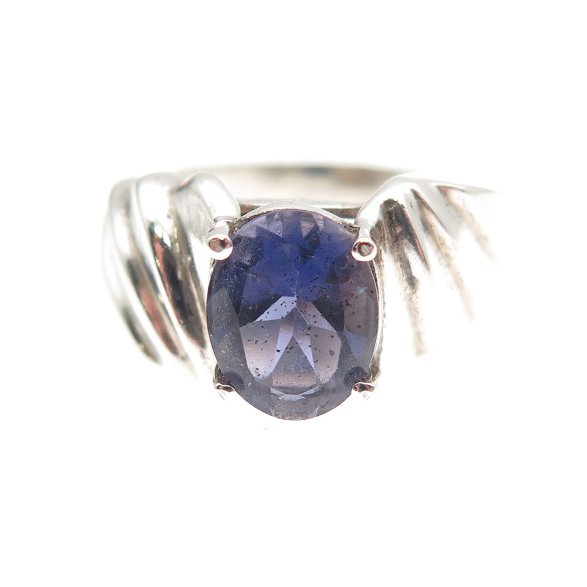 Mei 925 Sterling Silver Vintage Real Iolite Modernist Ring Size 7