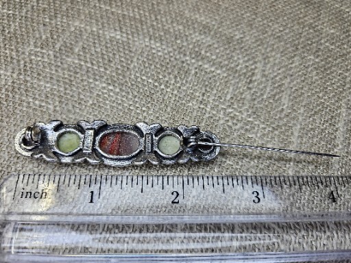 Vintage Miracle Britain Faux Stones Pewter Tone Brooch