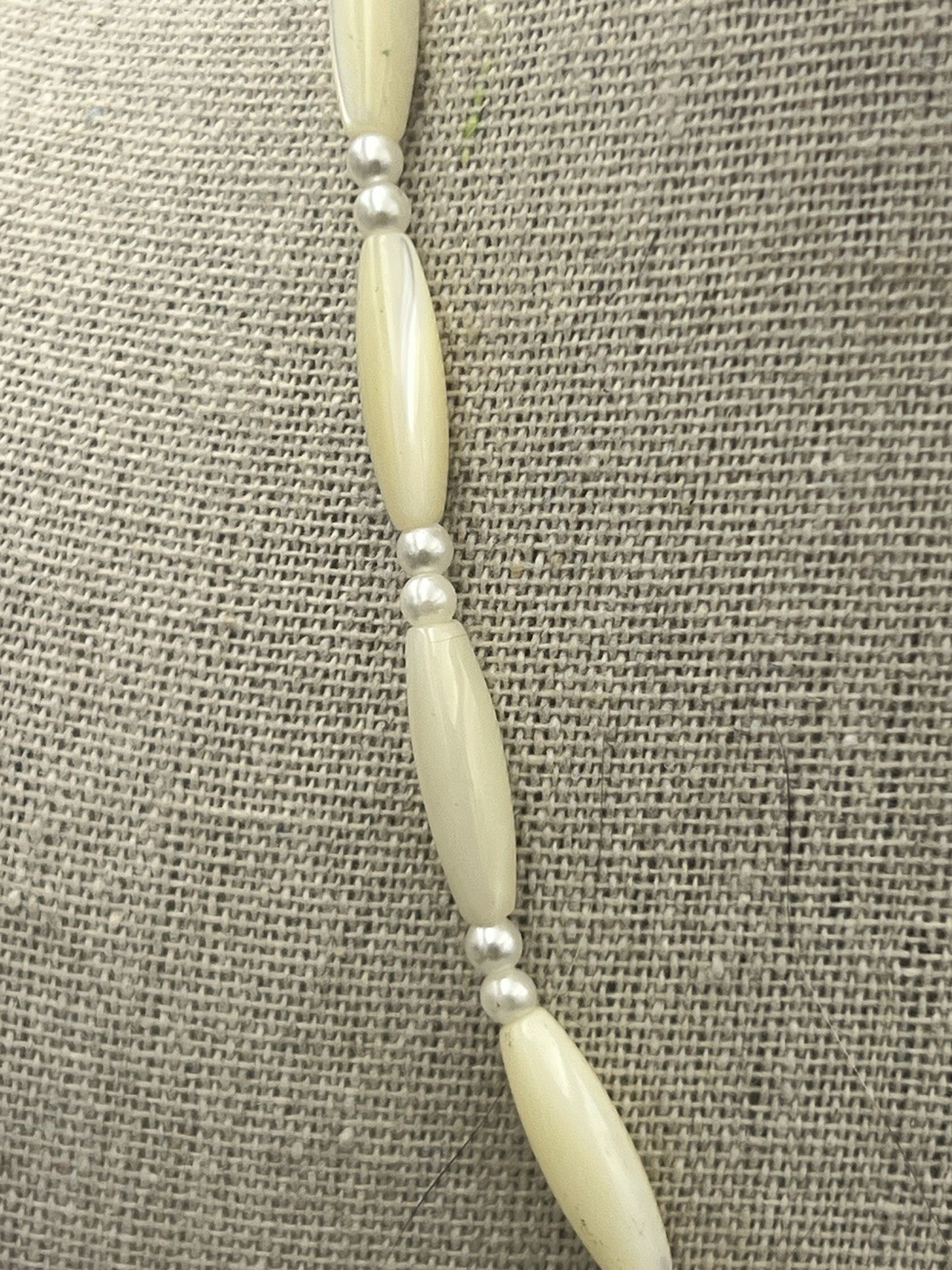 Vintage Mother Of Pearl With Faux Pearl Spacers Necklace 16 In