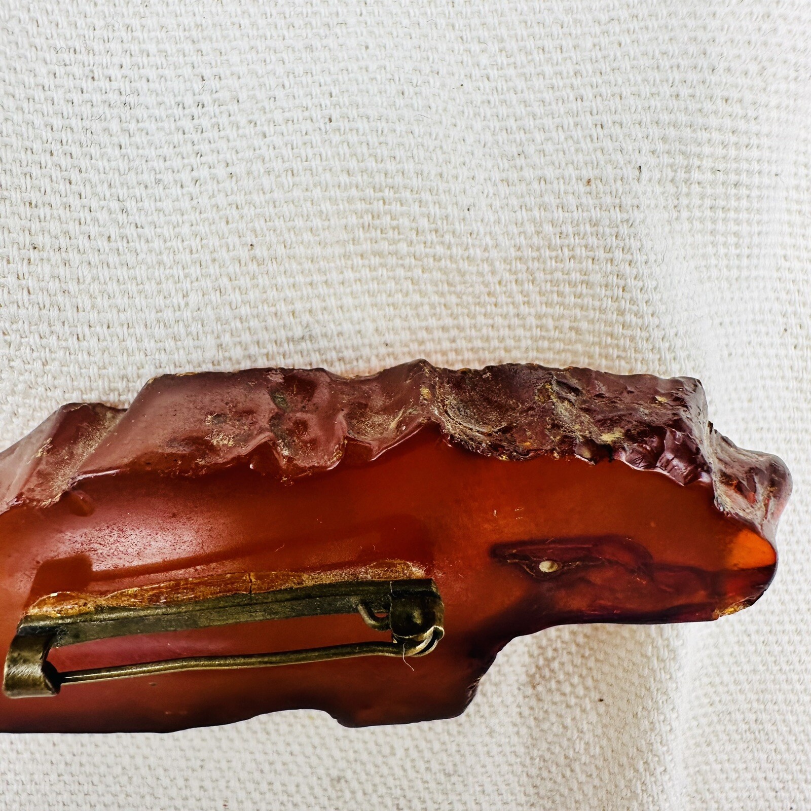 Vintage Genuine Baltic Amber Cognac Brooch USSR 1960s