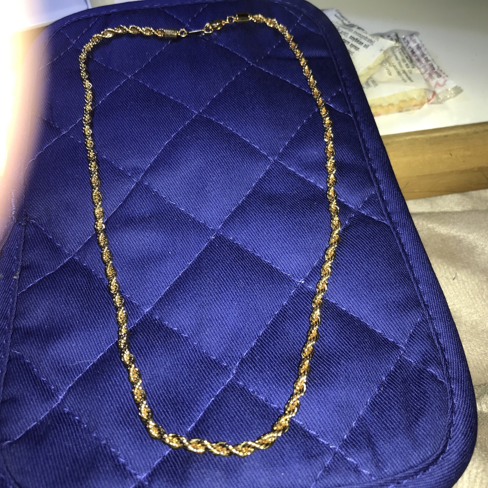 Vintage 16-in Gold Tone Rope Necklace Lobster Claw Clasp Signed Korea