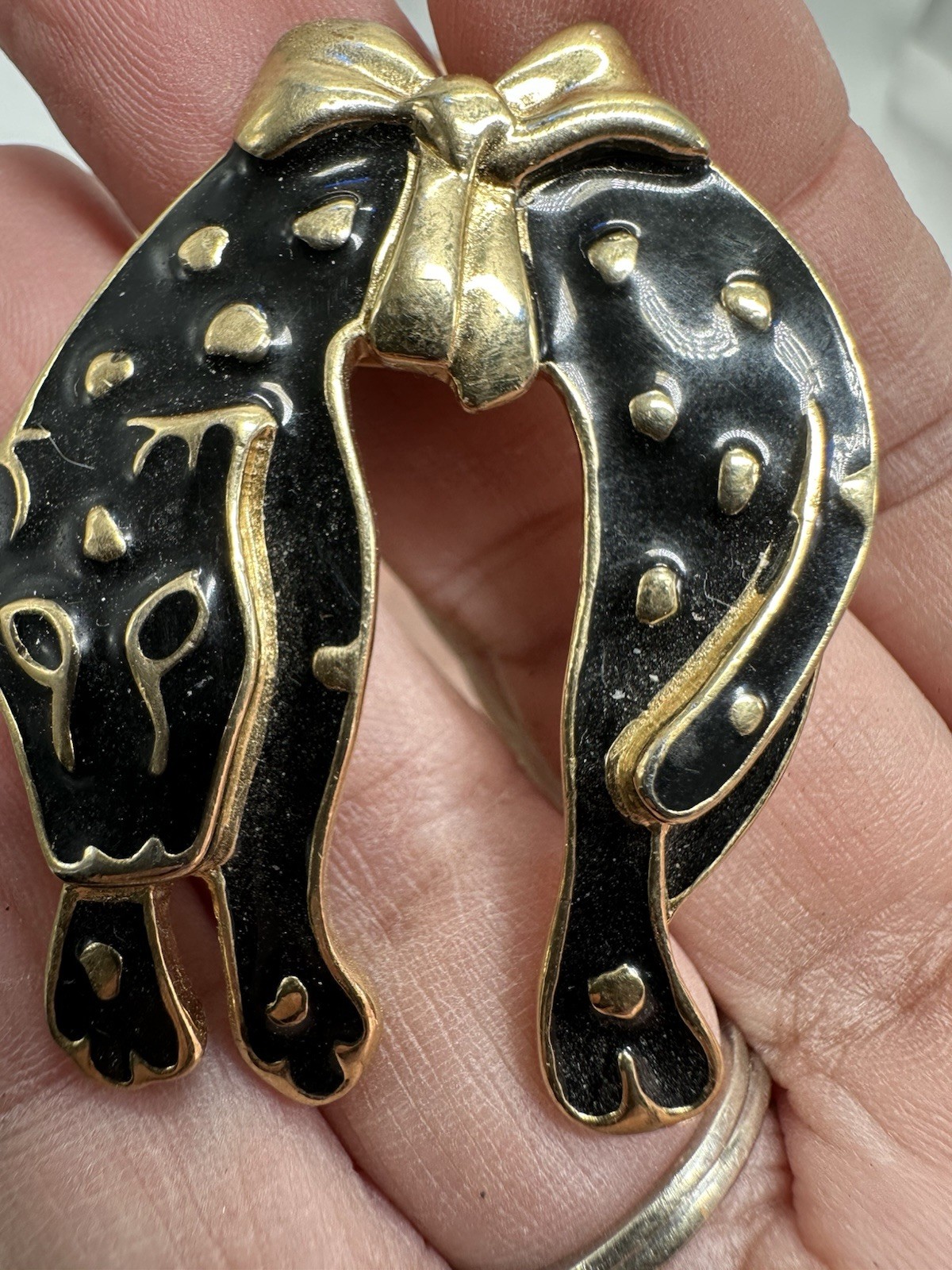 Vintage TRIFARI Enamel Black Panther Cat Feline Lion Brooch Pin Statement Safari
