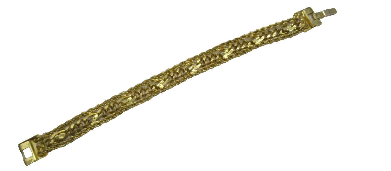 Gold Tone Triple Strand Vintage Chain w Rhinestones Bracelet Woman’s