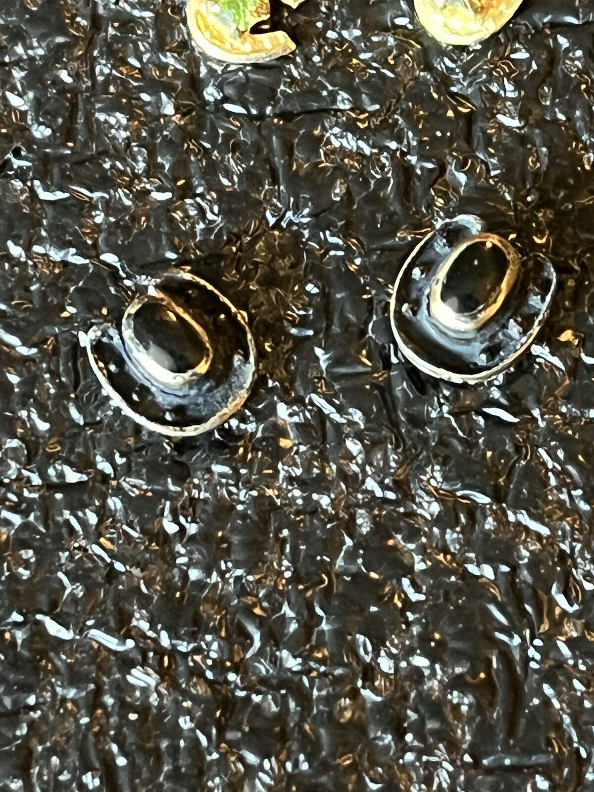 Pierced Earrings. Unknown Metal And Or Stones. Black Stone. Silver Tone Metal