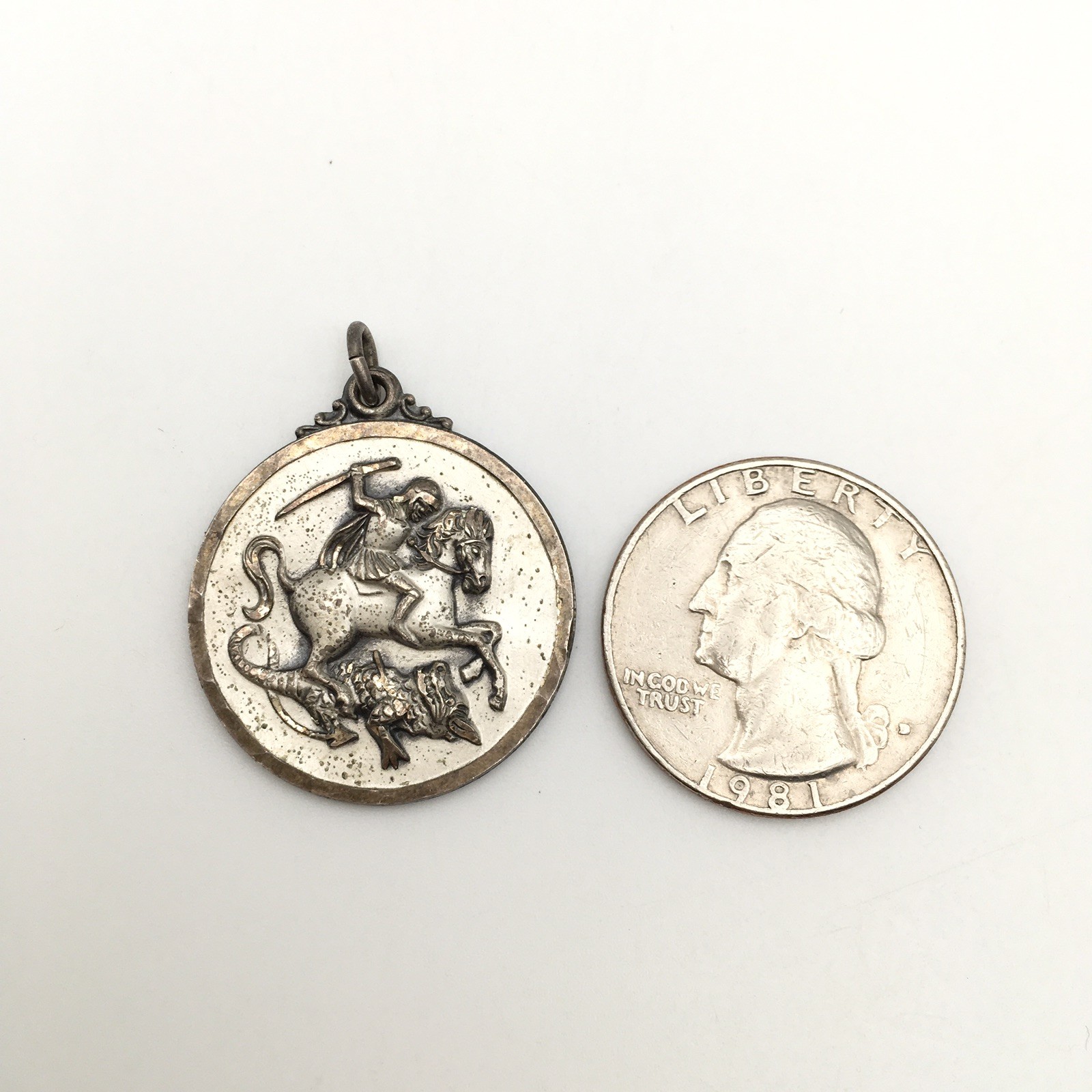 Vintage CREED Sterling Silver Saint George Pendant Marked Sterling 7.9g #52