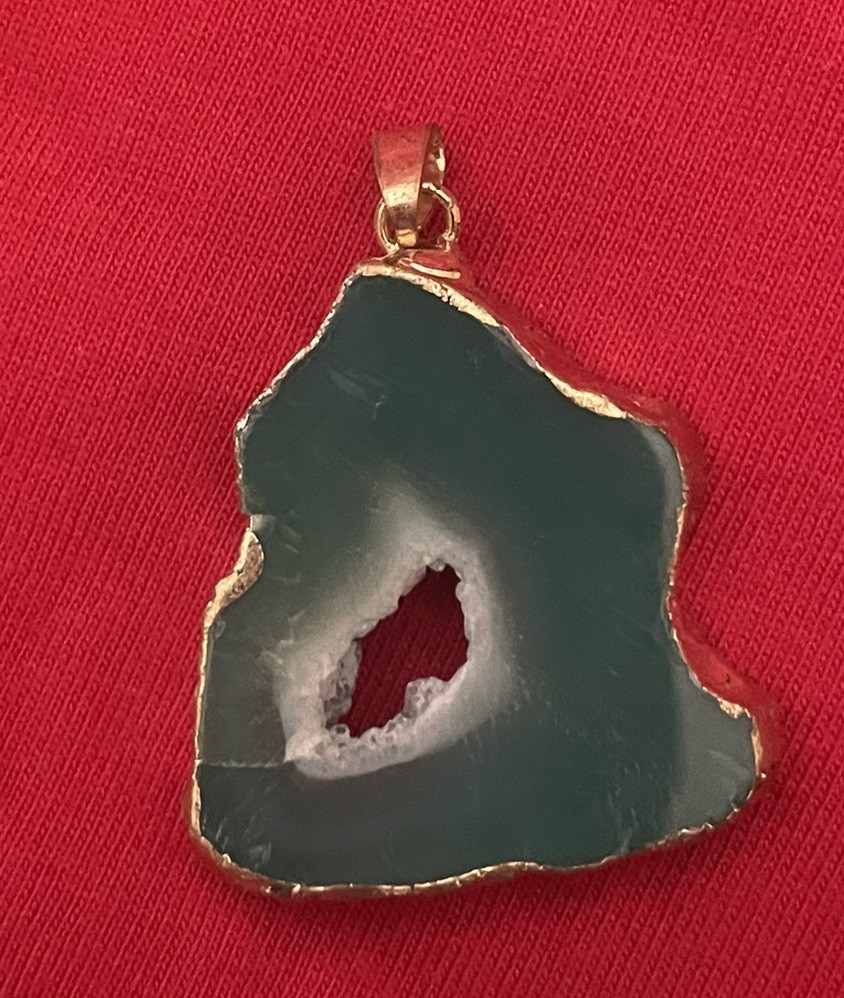 Green Slice Geode Agate Pendant Setting-Handmade (5)