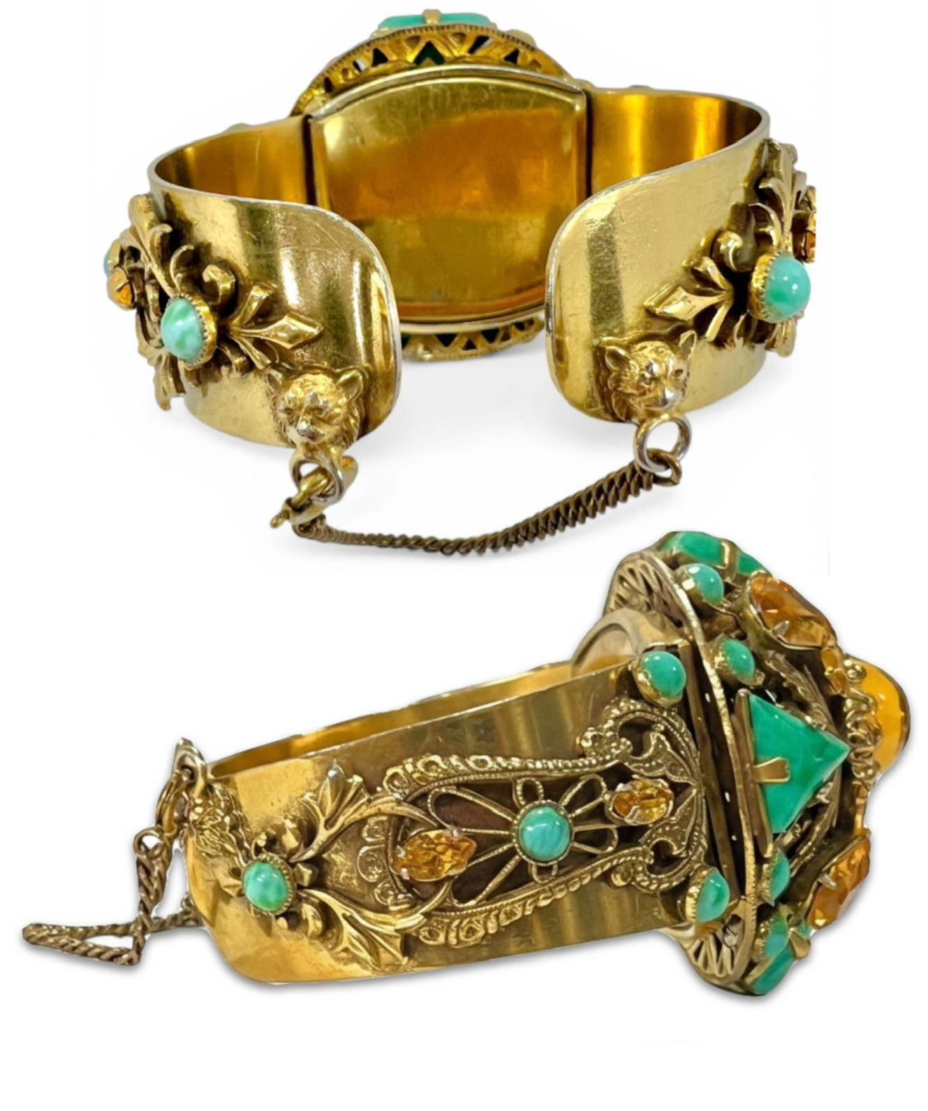 Vintage Art Nouveau Gripoix Poured Glass Citrine Crystal Jewelry Set