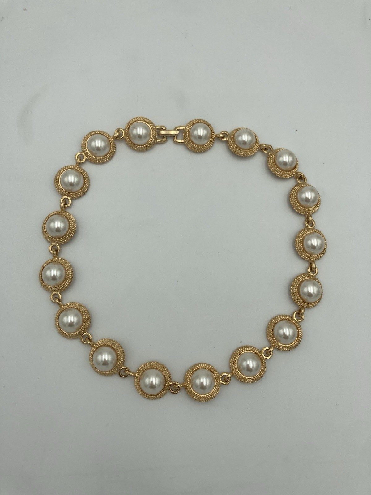 Napier Faux Pearl Goldtone Choker 16.5 In Necklace 80s 90s Chunky Unique Vintage
