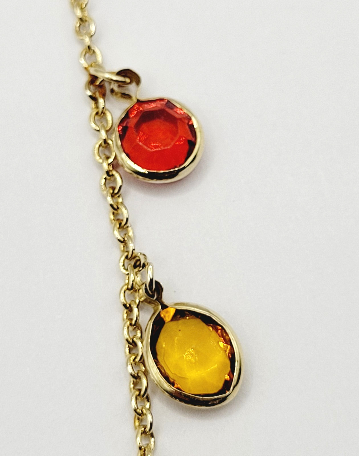 Rainbow Colors Acrylic Charm Station Bead Gold Tone Vintage 1980s Necklace Korea